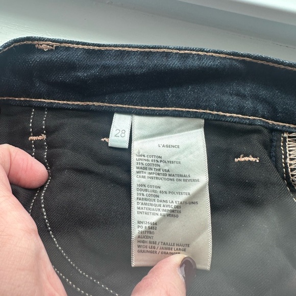 L'AGENCE Dark Indigo Wide Leg Jeans - Picture 6 of 8